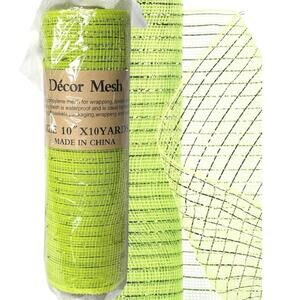 Decor Mesh Ribbon Fluorescent Green 10in x30ft Roll Metallic Foil Wreath Bow New